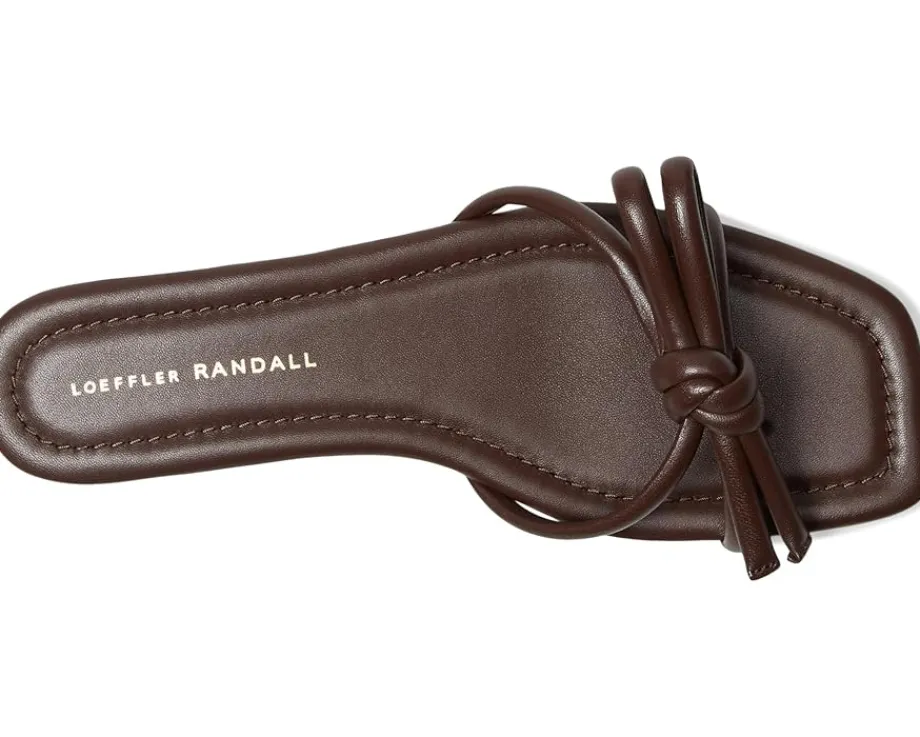 Loeffler Randall Hadley Leather Bow Flat Sandals Chocolate New