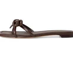 Loeffler Randall Hadley Leather Bow Flat Sandals Chocolate New