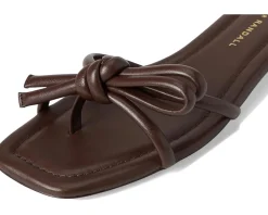 Loeffler Randall Hadley Leather Bow Flat Sandals Chocolate New
