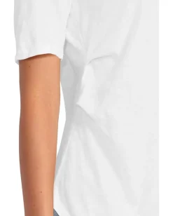 Women Mod-o-doc Half Sleeve Side Pleats Asymmetric Hem Top