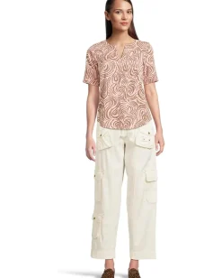 Women Mod-o-doc Half Sleeve Split Neck Tee