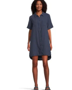 Mod-o-doc Half Sleeve Swing Shirt Dress Vibrant Navy Sale