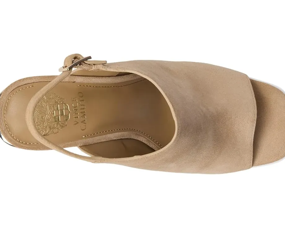 Vince Camuto Haliza Peep Toe Block Heel Sandal Tortilla