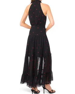 CeCe Halter Tie Neck Tiered Maxi Dress Rich Black Online