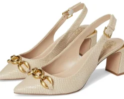 Vince Camuto Hamden Chain Link Slingback Pumps Soft Buff New