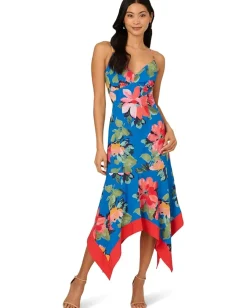 Women Adrianna Papell Handkerchief Floral Midi Dress