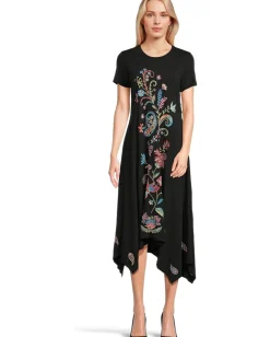 Johnny Was Handkerchief Hem Knit Dress - Karime Black Discount