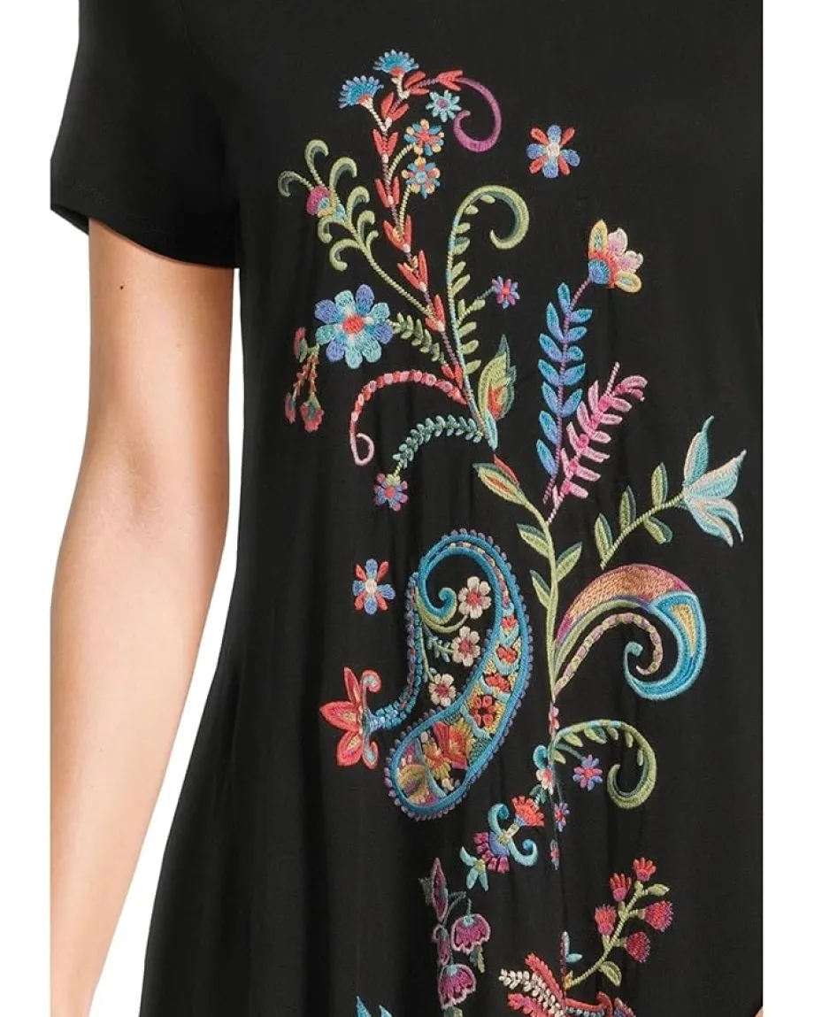 Johnny Was Handkerchief Hem Knit Dress - Karime Black Discount