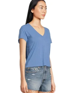 Michael Stars Harlan Cropped V-Neck Tee Ocean Outlet