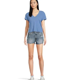 Michael Stars Harlan Cropped V-Neck Tee Ocean Outlet