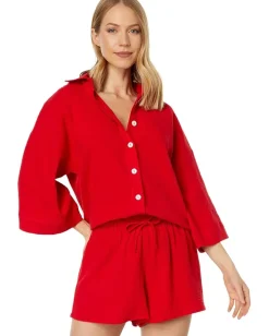 Charlie Holiday Harlow Shirt Red New