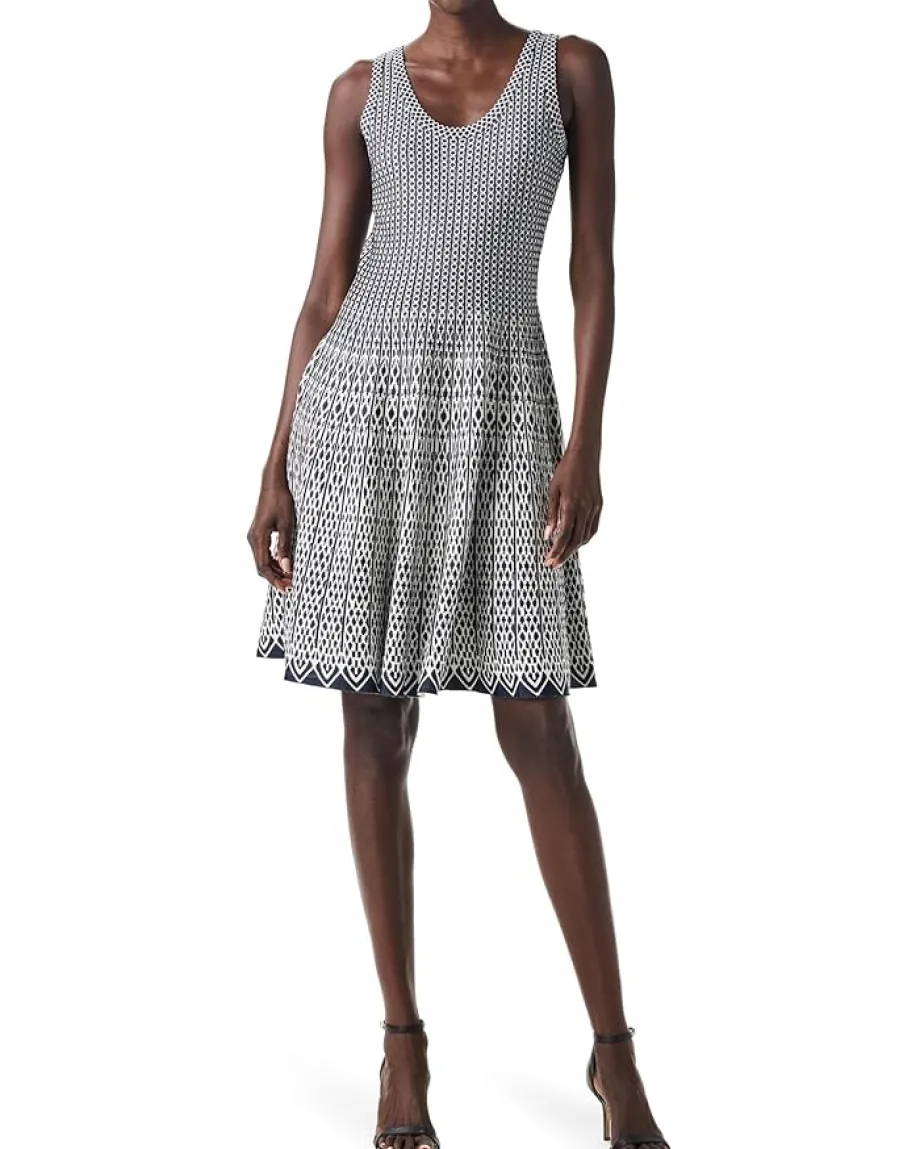 NIC+ZOE Heritage Twirl Dress Indigo Multi Clearance