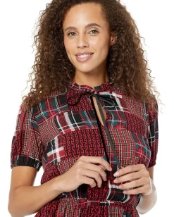 Women Tommy Hilfiger High Neck Short Sleeve Dress