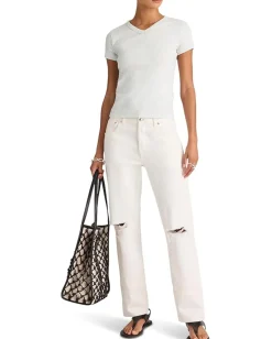 Women Madewell High V Ribbed Baby Tee