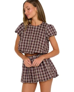 Show Me Your Mumu Highland Crop Top Saddle Plaid Outlet