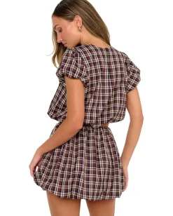 Show Me Your Mumu Highland Crop Top Saddle Plaid Outlet