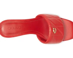 COACH Holly Block Heel Sandals with Quilting Sport Red Online