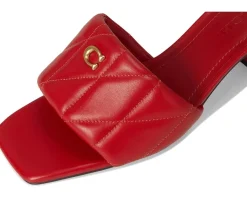 COACH Holly Block Heel Sandals with Quilting Sport Red Online