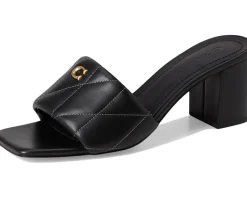 COACH Holly Block Heel Sandals with Quilting Black Online