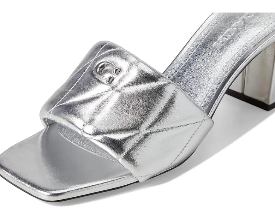 Women COACH Holly Block Heel Sandals with Quilting