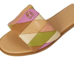 Women COACH Holly Quilted Patchwork Leather Sandals