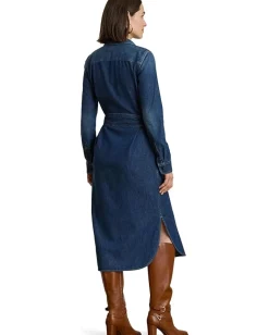 Lauren Ralph Lauren Horsebit-Trim Belted Denim Shirtdress Atecco Wash Online