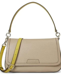 Kate Spade New York Hudson Colorblocked Pebbled Leather Flap Shoulder Bag Timeless Taupe/Multi Sale