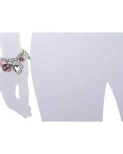 Betsey Johnson Iconic Heart Multi Charm Toggle Bracelet Amethyst Clearance