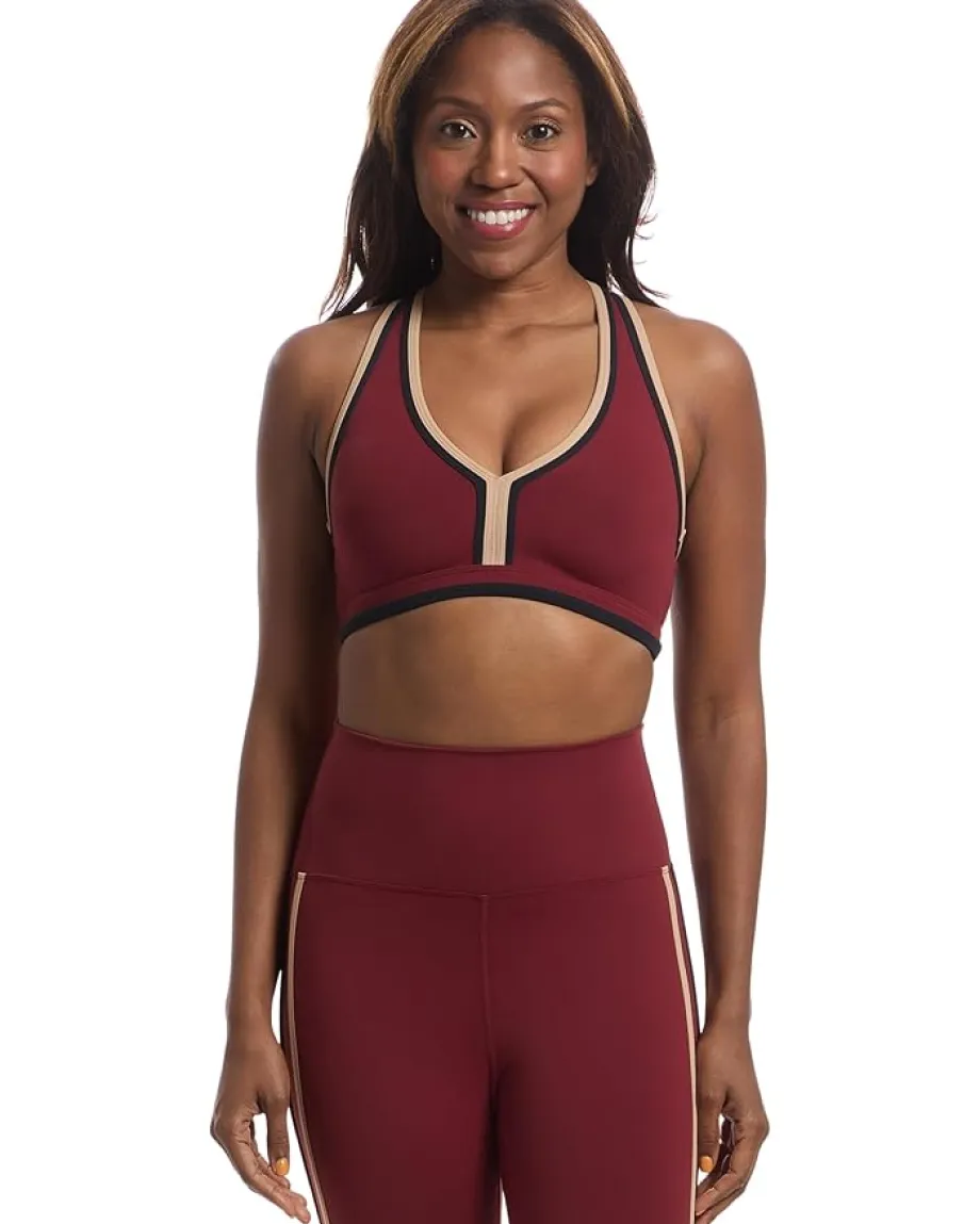 Beach Riot Ida Top Maroon Merlot Color-Block Hot