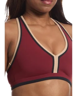 Beach Riot Ida Top Maroon Merlot Color-Block Hot