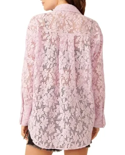 Free People In Your Dreams Lace Buttondown Frost Lavender Sale