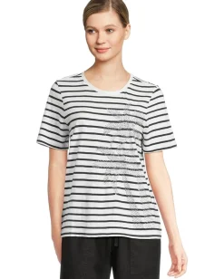 Women Tommy Bahama Indigo Palms Stripe Lux Tee