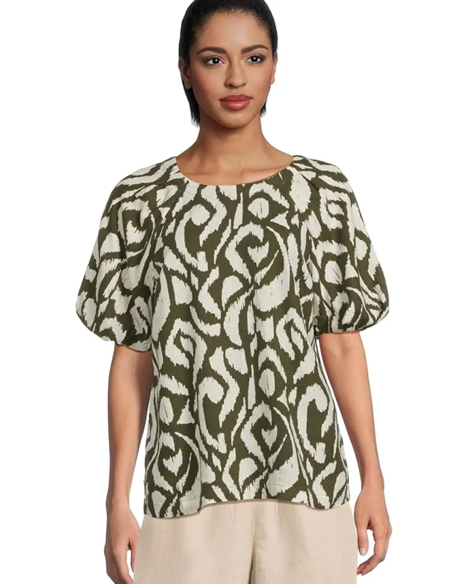 Tommy Bahama Inlet Ikat Short Sleeve Blouse Palm Verde