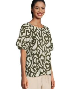 Tommy Bahama Inlet Ikat Short Sleeve Blouse Palm Verde