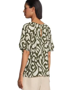 Tommy Bahama Inlet Ikat Short Sleeve Blouse Palm Verde