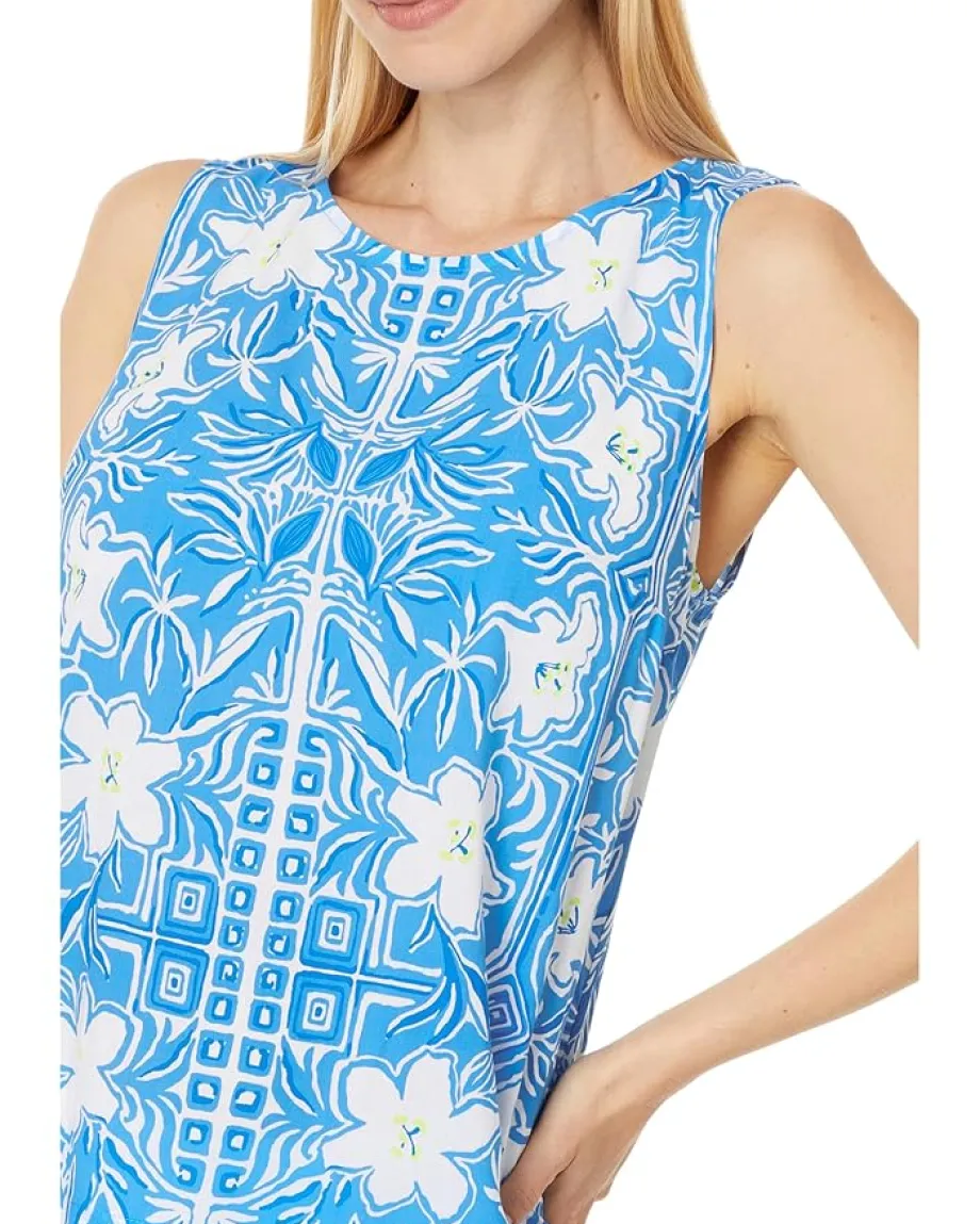 Lilly Pulitzer Iona Sleeveless Top Lunar Blue My Flutter Half Engineered Woven Top Best