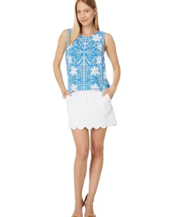 Lilly Pulitzer Iona Sleeveless Top Lunar Blue My Flutter Half Engineered Woven Top Best