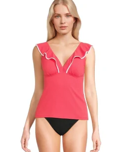 Tommy Bahama Island Cays Cabana Ruffle Tankini Coral Coast Hot