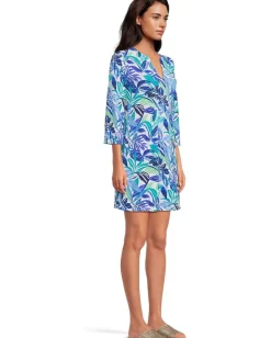 Tommy Bahama Island Cays Marina Sleeve Spa Dress Beach Glass Blue Clearance