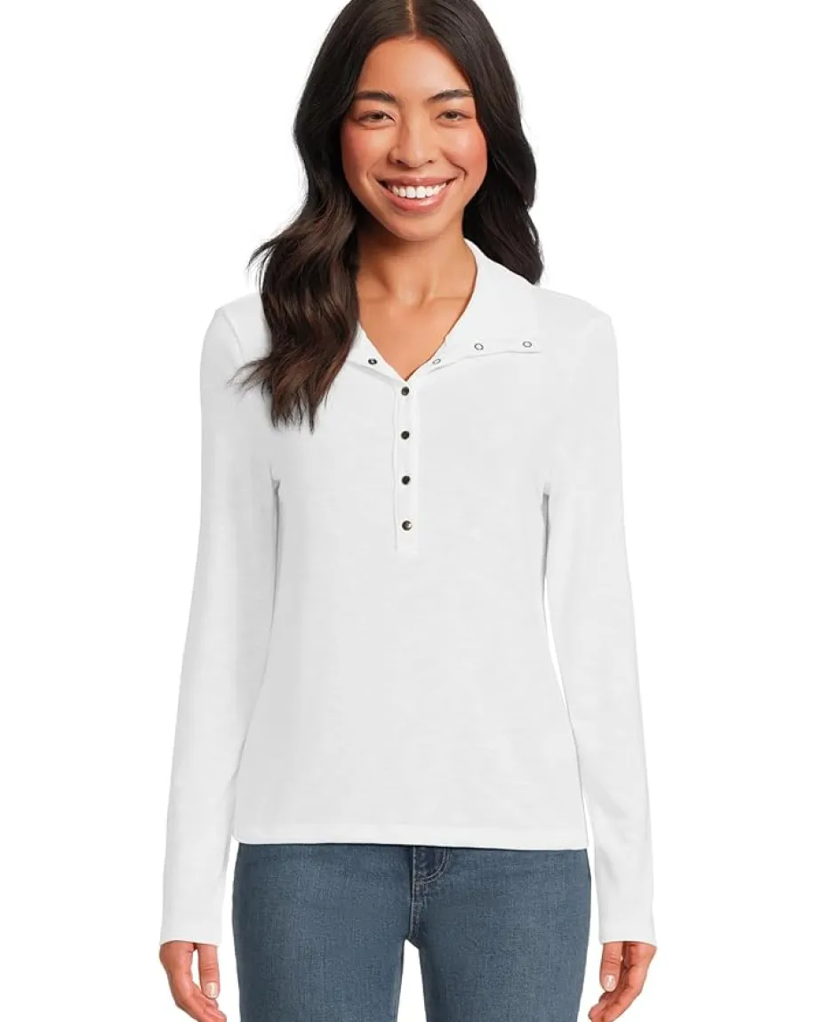 Women Michael Stars Issa Rib Mix Henley