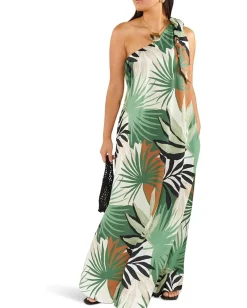 Show Me Your Mumu Jackie Maxi Dress Caribbean Palms Luxe Satin Clearance