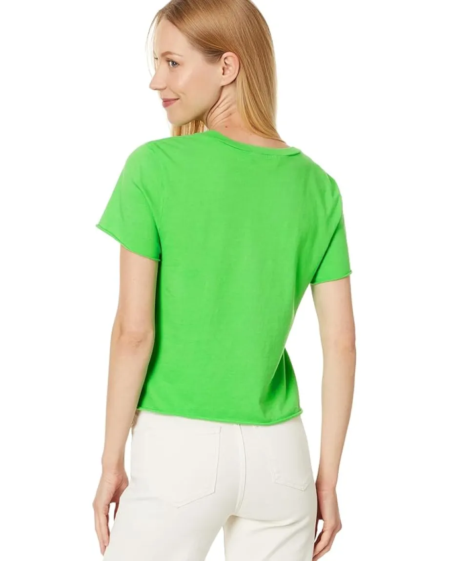 Michael Stars Jackie Raw Edge Crew Neck Tee Lucky Hot