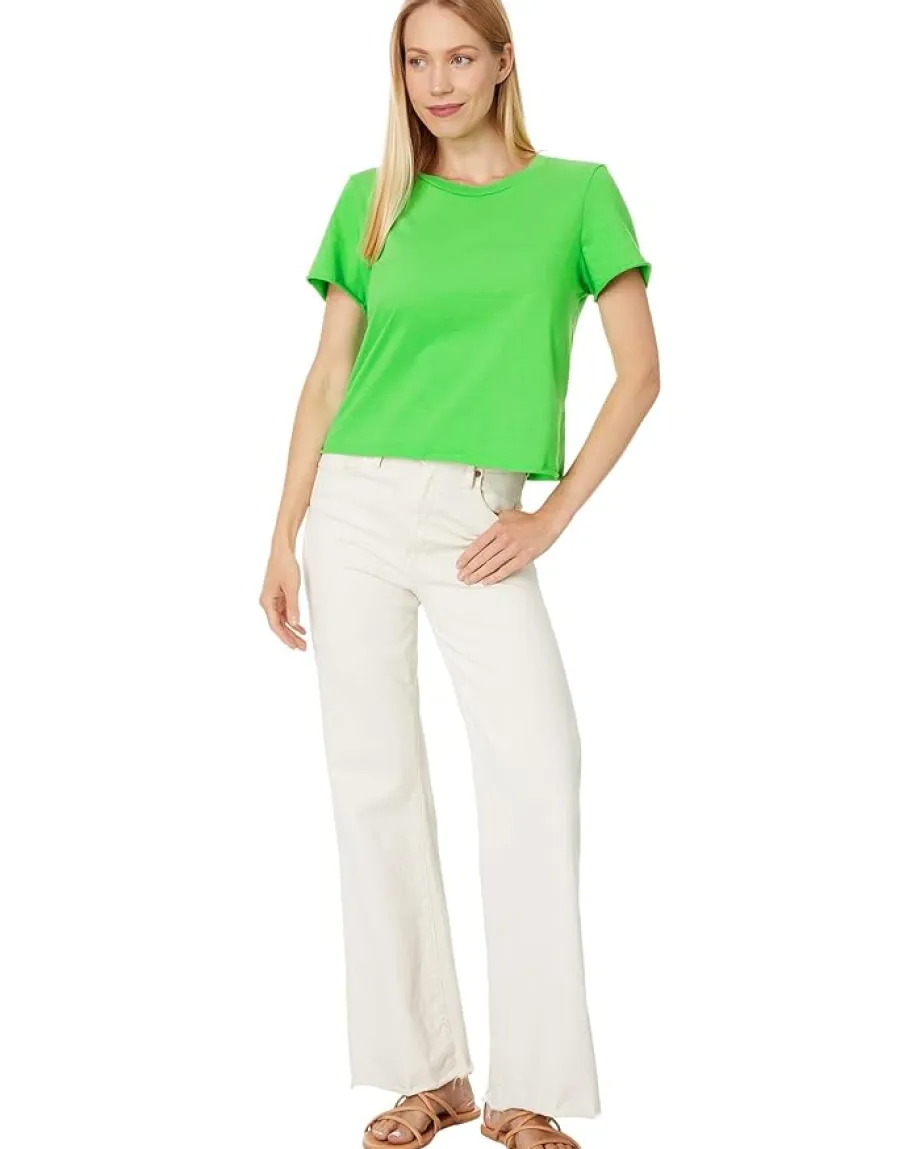 Michael Stars Jackie Raw Edge Crew Neck Tee Lucky Hot