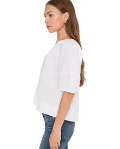 Madewell Jamie Top - Compact Cotton Sateen White New