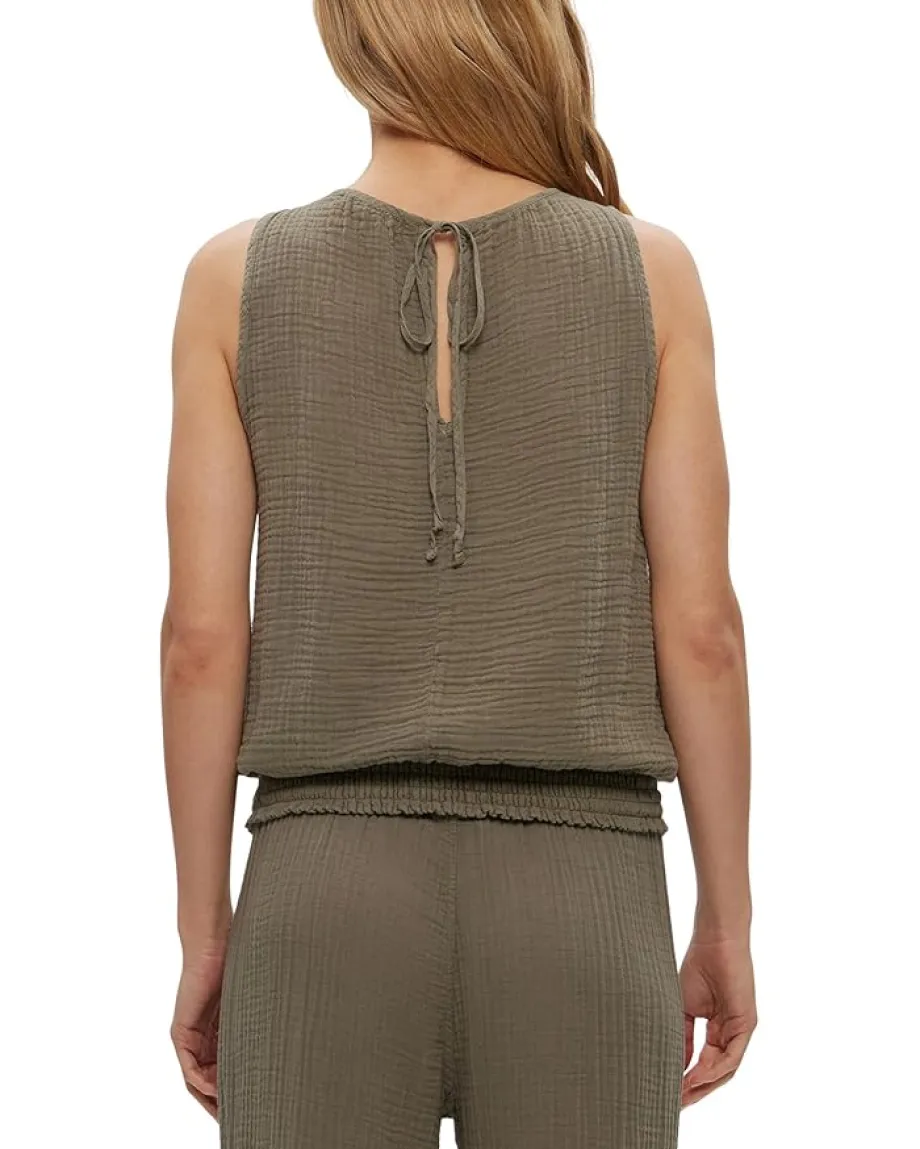 Michael Stars Janelle Tie Neck Tank Olive Sale