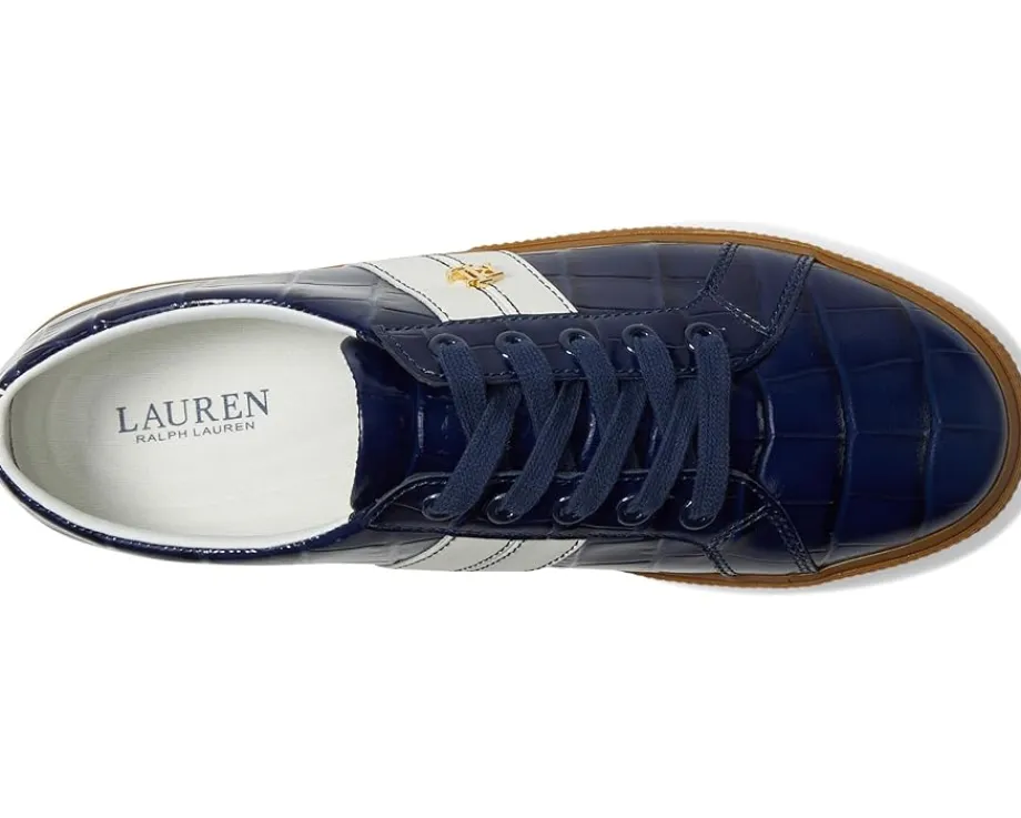 Women Lauren Ralph Lauren Janson II Croc-Embossed Leather Sneakers