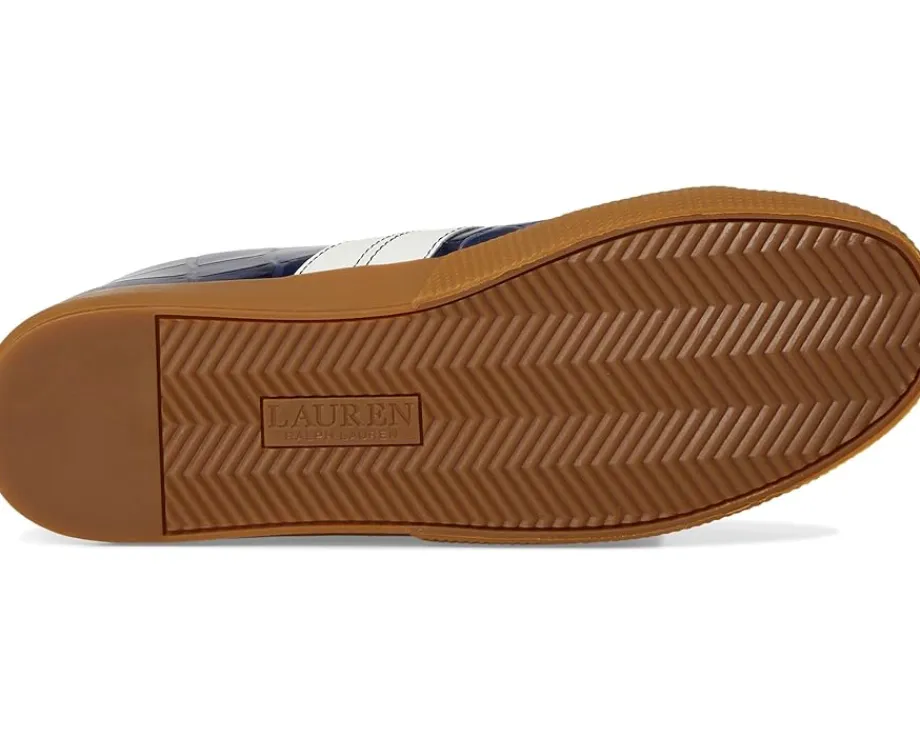 Women Lauren Ralph Lauren Janson II Croc-Embossed Leather Sneakers