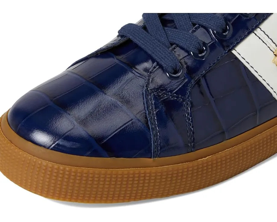 Women Lauren Ralph Lauren Janson II Croc-Embossed Leather Sneakers