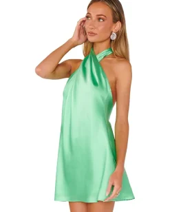 Show Me Your Mumu Jasmine Halter Mini Dress Kiwi Luxe Satin Best