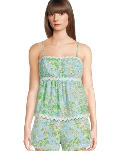 Lilly Pulitzer Jaydis Top Fresh Water Blue Sunbathers Bliss Outlet